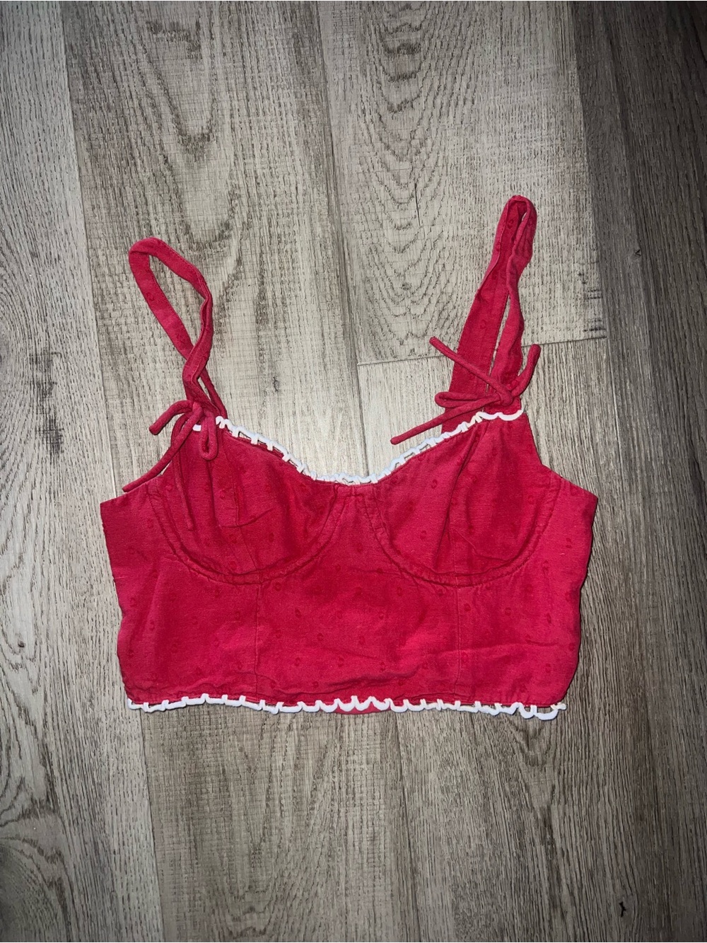 Melrose Cute Red & White Crop Cami Top